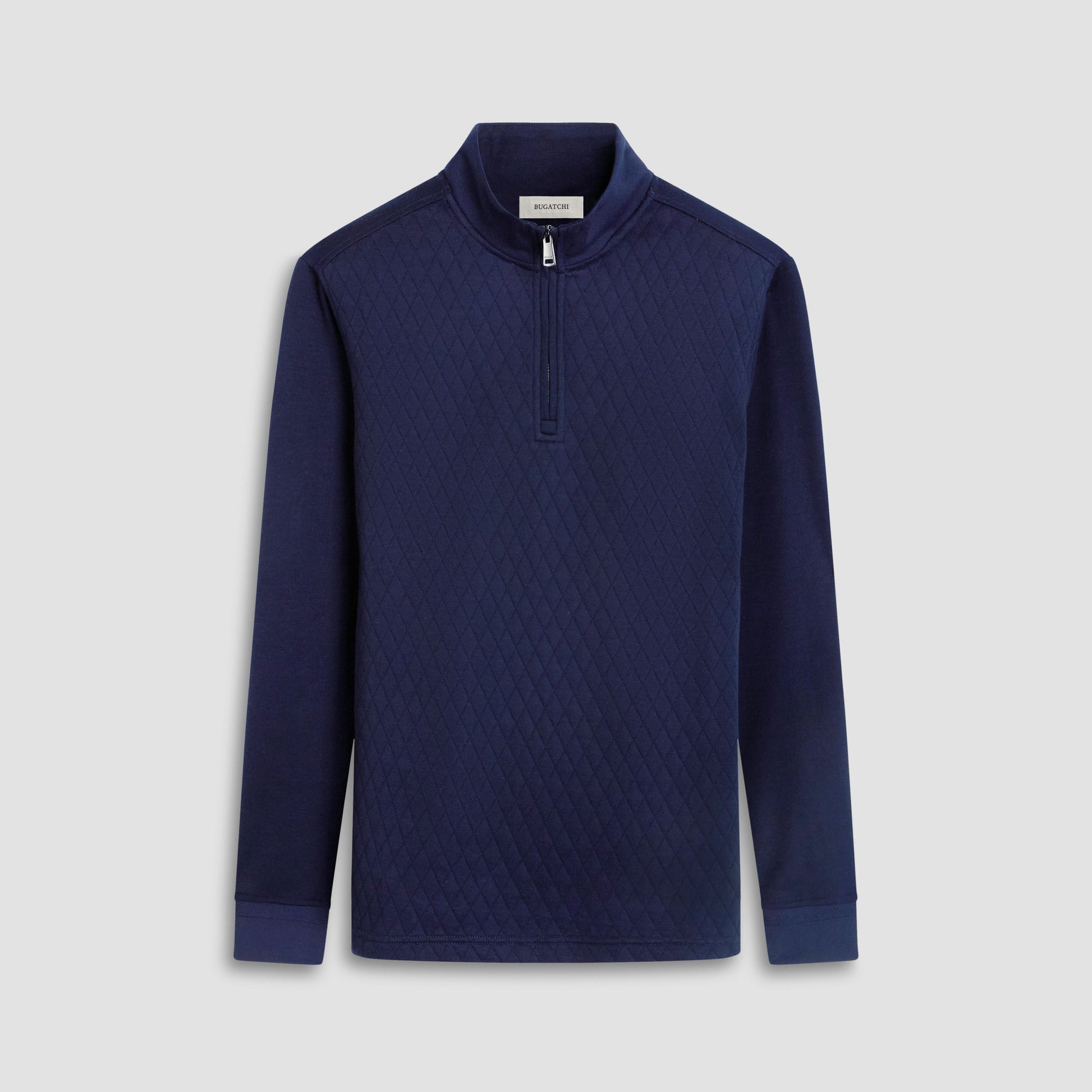 Bugatchi Diamond Quilt Performance Quarter-Zip Pullover Navy
