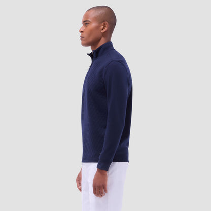 Bugatchi Diamond Quilt Performance Quarter-Zip Pullover Navy