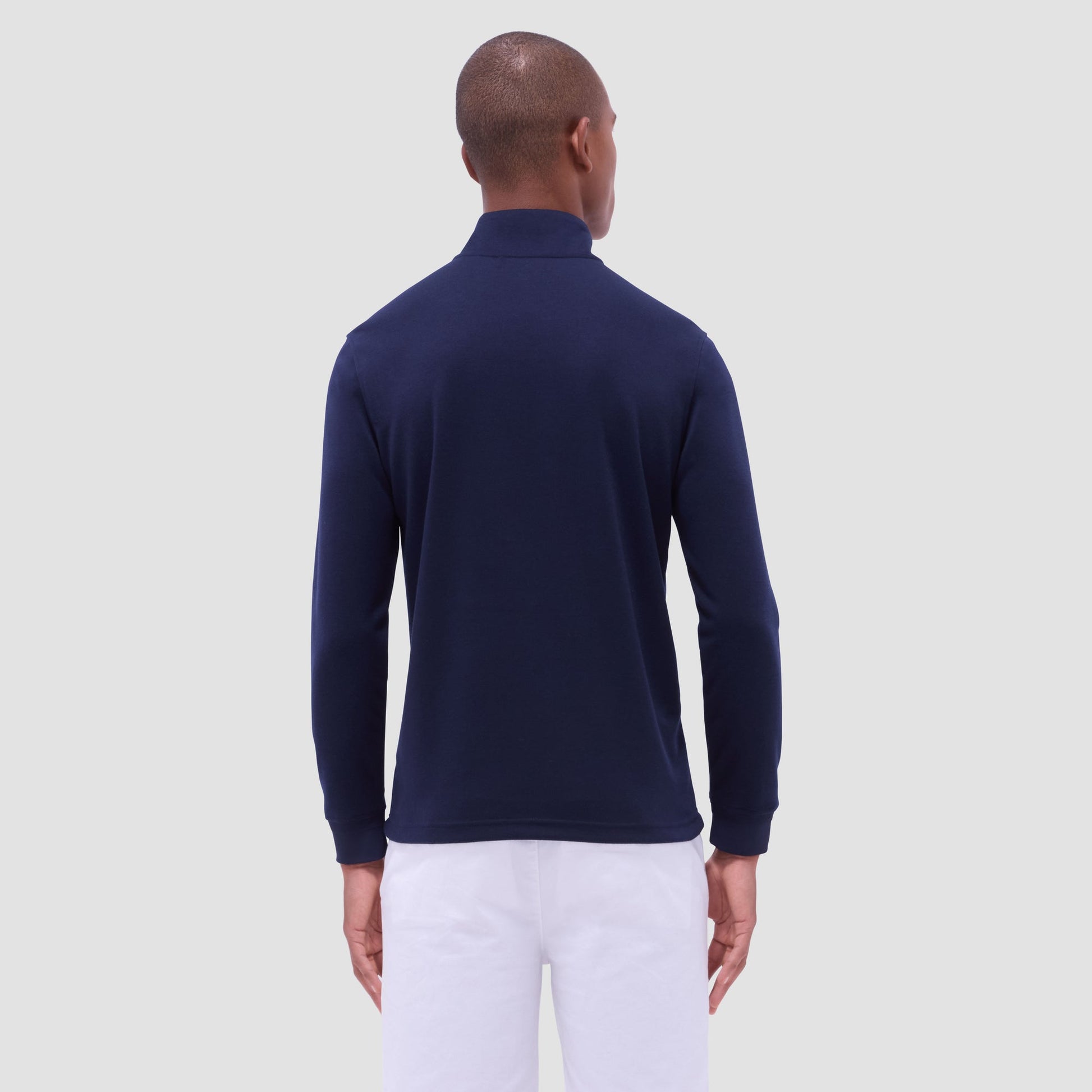 Bugatchi Diamond Quilt Performance Quarter-Zip Pullover Navy