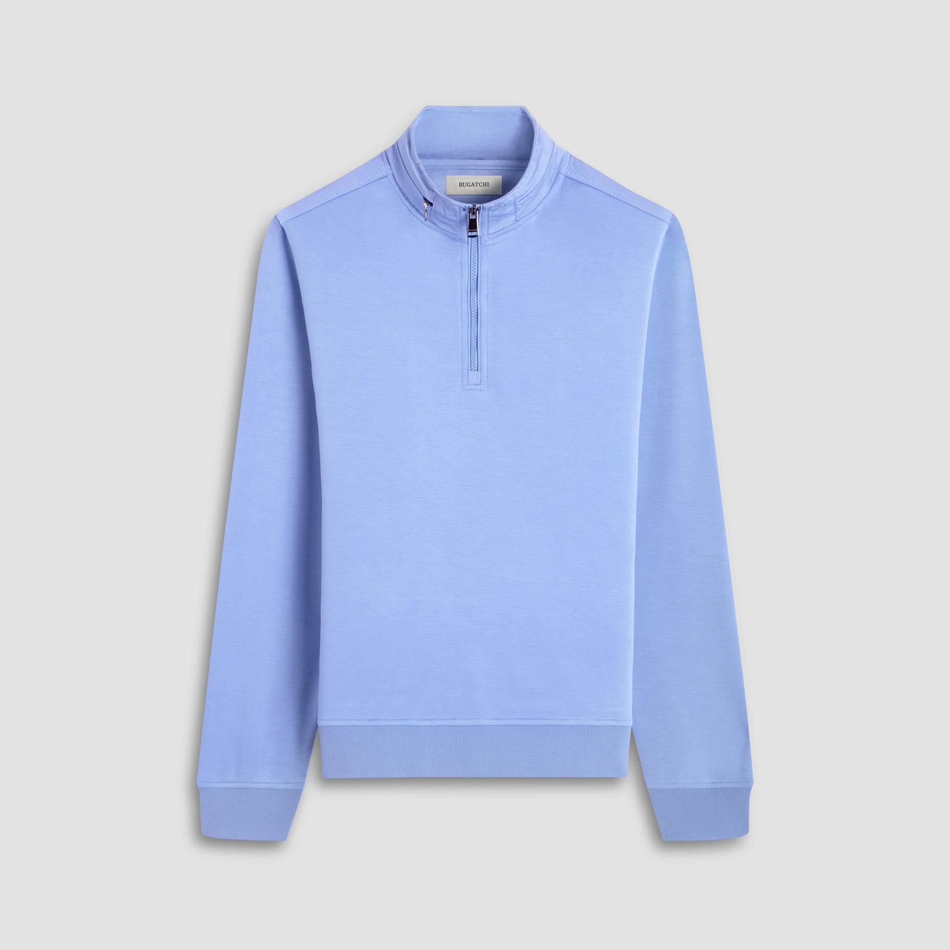 Bugatchi Soft Touch™ Solid Quarter-Zip Pullover With Hood Air Blue