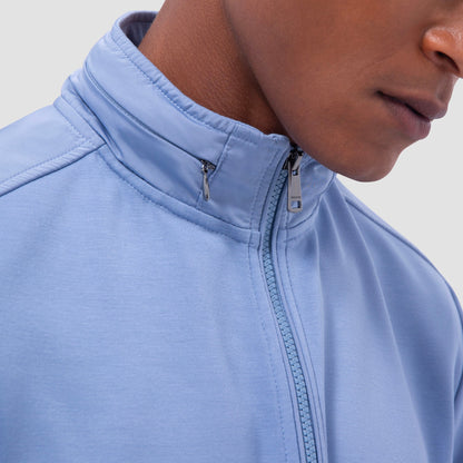 Bugatchi Soft Touch™ Solid Quarter-Zip Pullover With Hood Air Blue