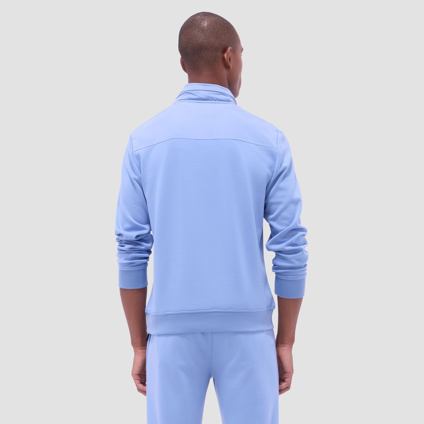Bugatchi Soft Touch™ Solid Quarter-Zip Pullover With Hood Air Blue