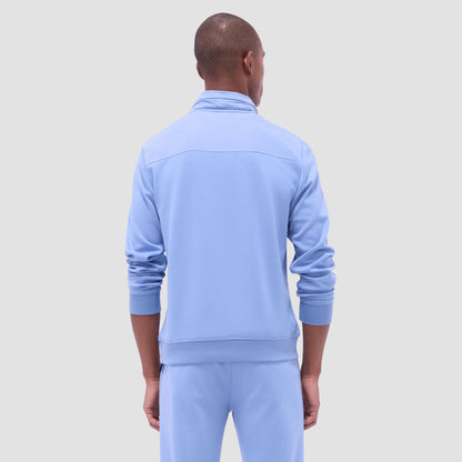 Bugatchi Soft Touch™ Solid Quarter-Zip Pullover With Hood Air Blue