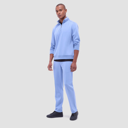 Bugatchi Soft Touch™ Solid Quarter-Zip Pullover With Hood Air Blue