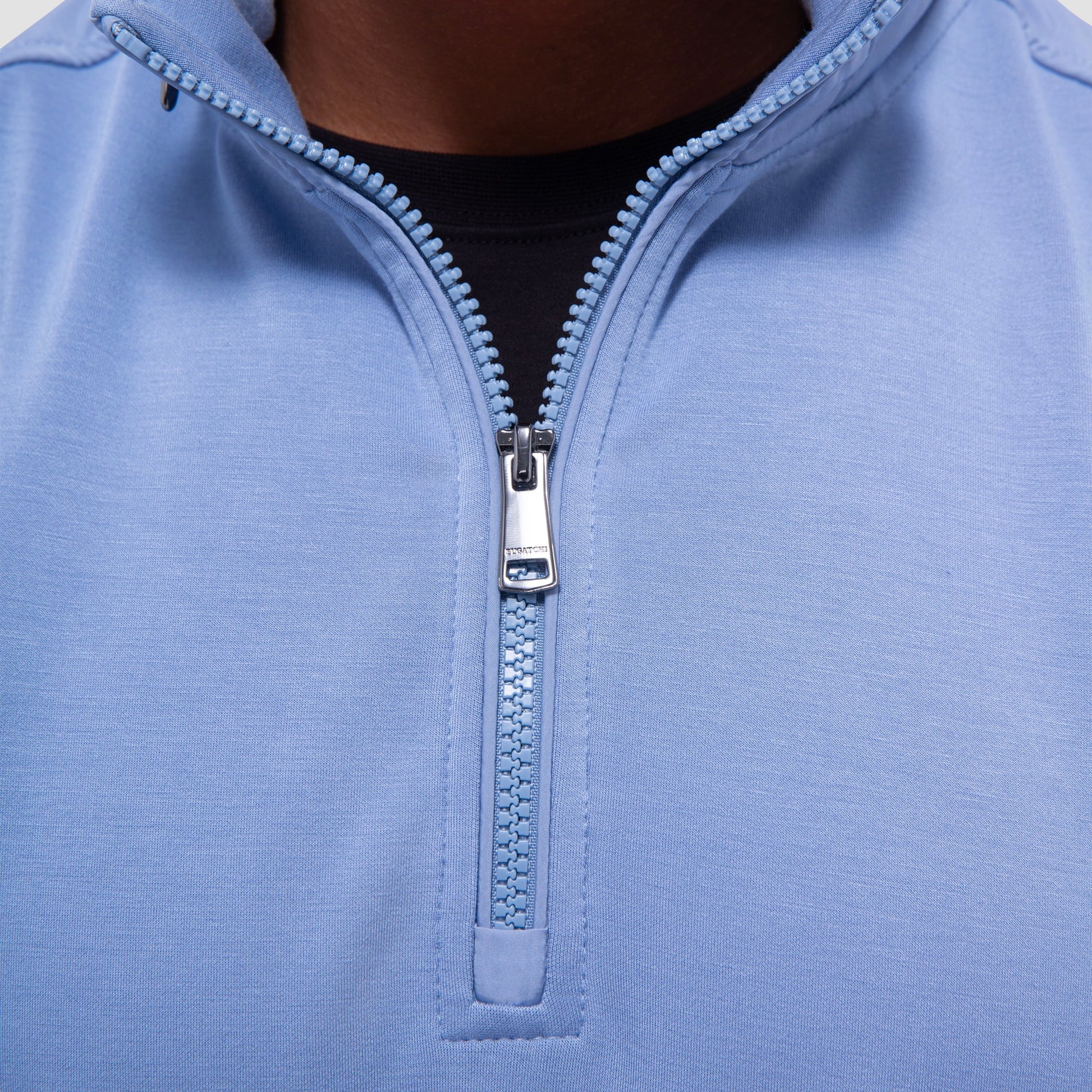 Bugatchi Soft Touch™ Solid Quarter-Zip Pullover With Hood Air Blue