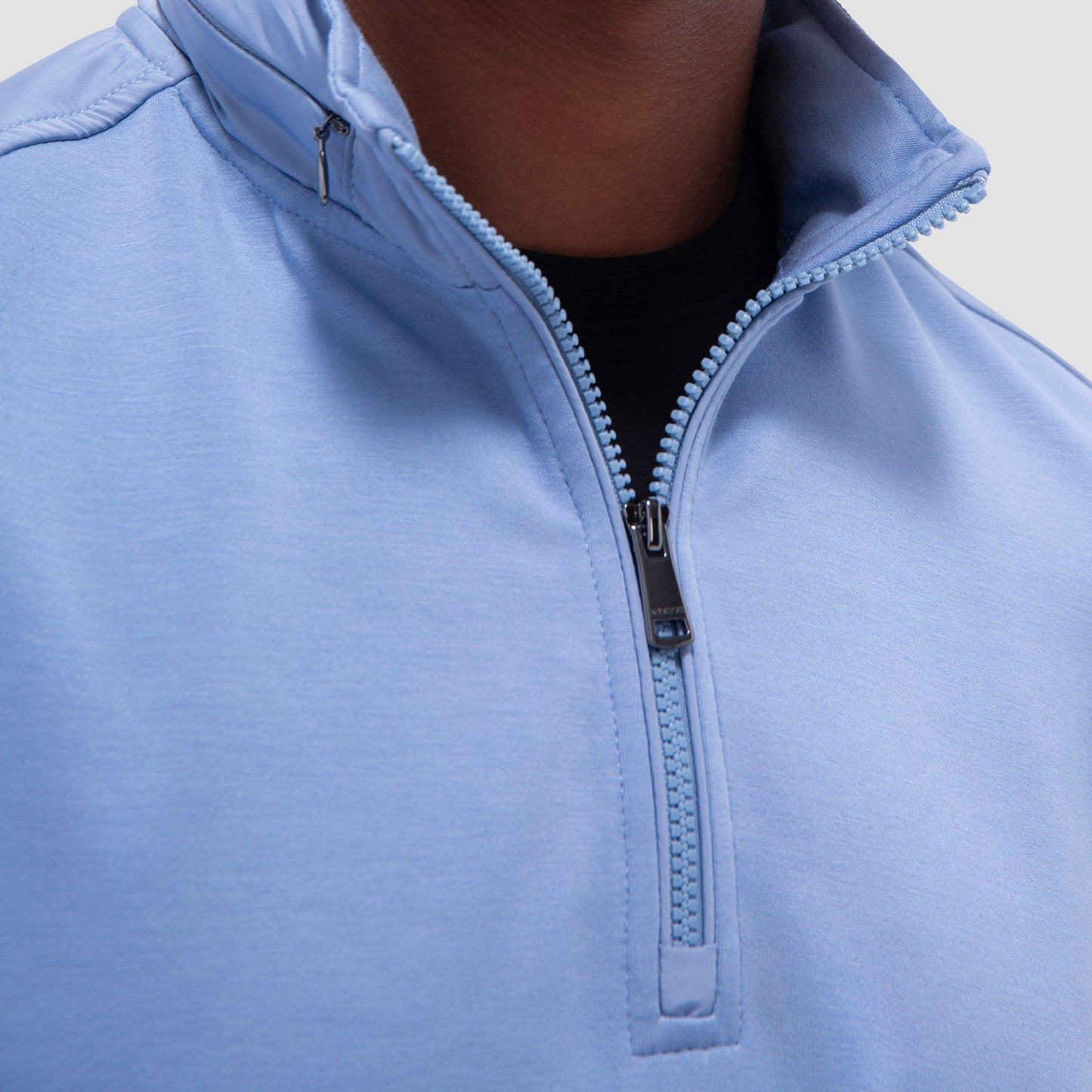 Bugatchi Soft Touch™ Solid Quarter-Zip Pullover With Hood Air Blue