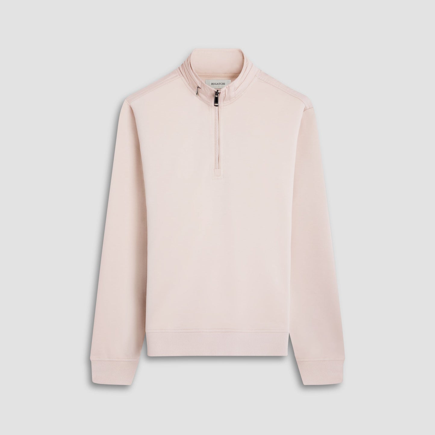 Bugatchi Soft Touch™ Solid Quarter-Zip Pullover With Hood Almond