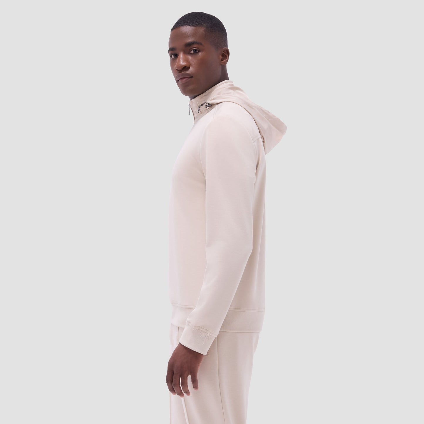 Bugatchi Soft Touch™ Solid Quarter-Zip Pullover With Hood Almond