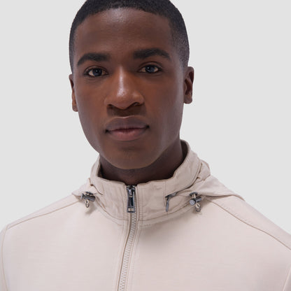 Bugatchi Soft Touch™ Solid Quarter-Zip Pullover With Hood Almond