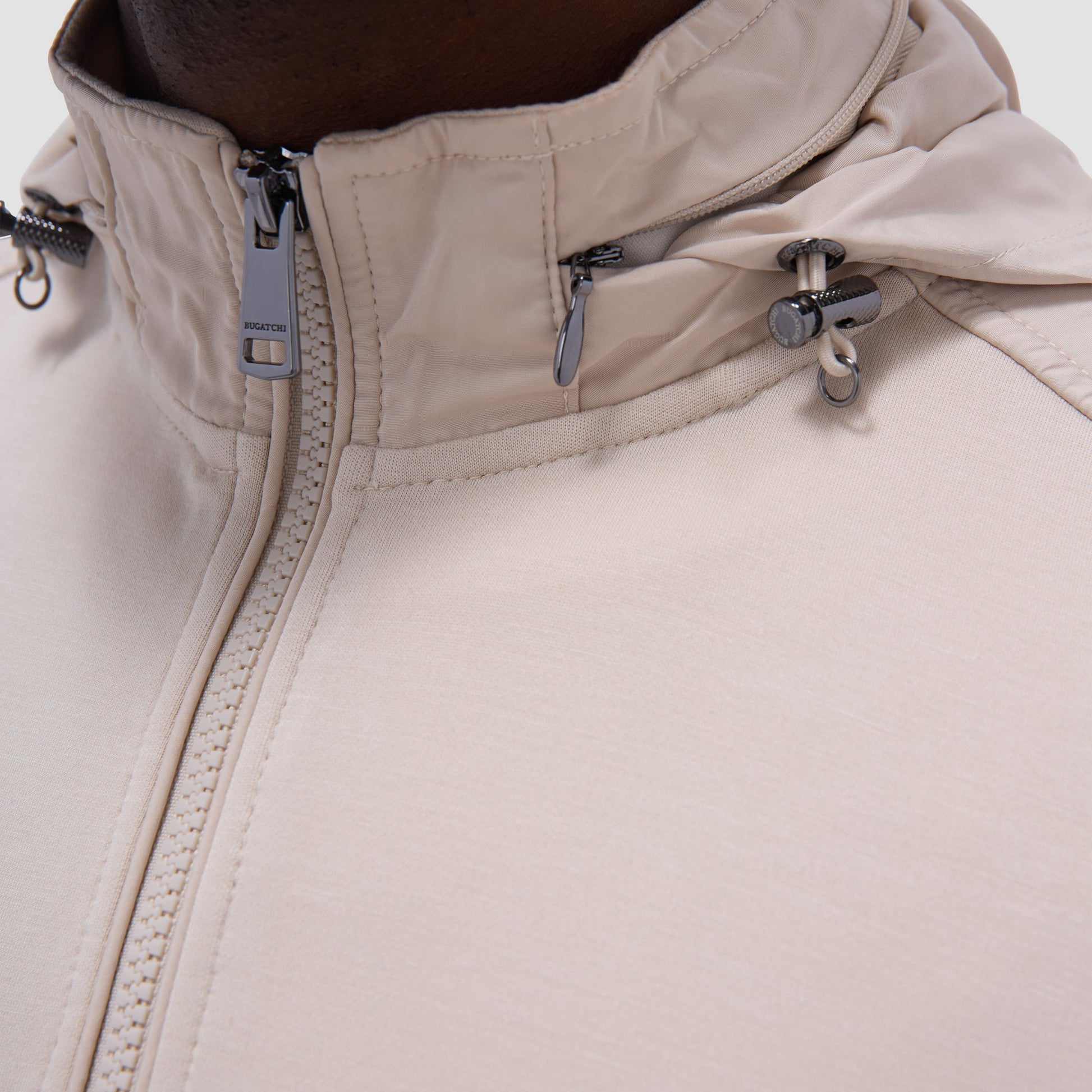 Bugatchi Soft Touch™ Solid Quarter-Zip Pullover With Hood Almond