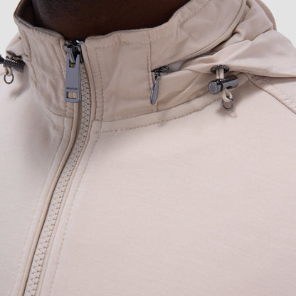 Bugatchi Soft Touch™ Solid Quarter-Zip Pullover With Hood Almond