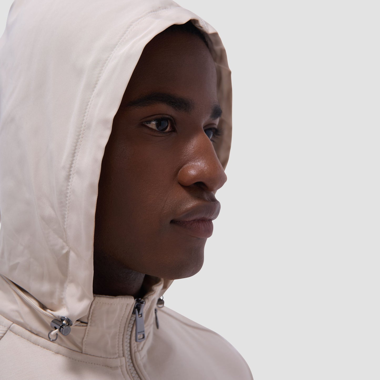 Bugatchi Soft Touch™ Solid Quarter-Zip Pullover With Hood Almond