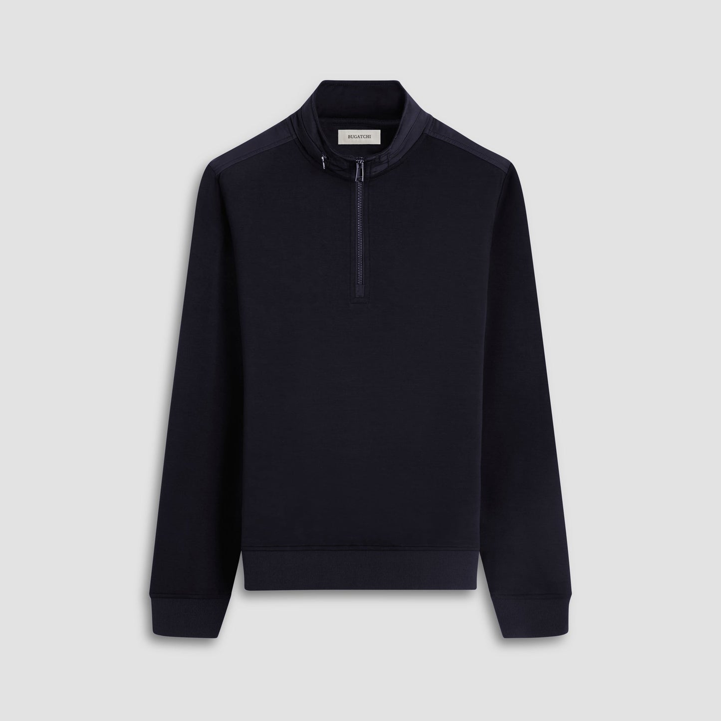 Bugatchi Soft Touch™ Solid Quarter-Zip Pullover With Hood Black
