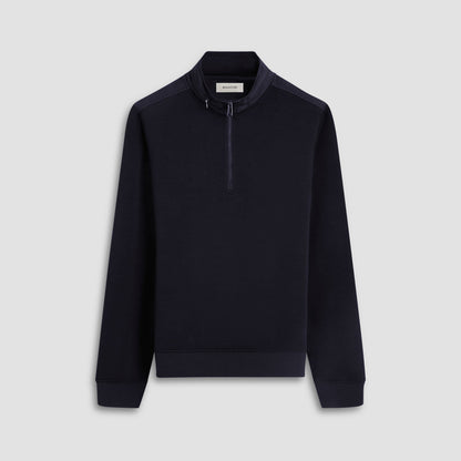 Bugatchi Soft Touch™ Solid Quarter-Zip Pullover With Hood Black