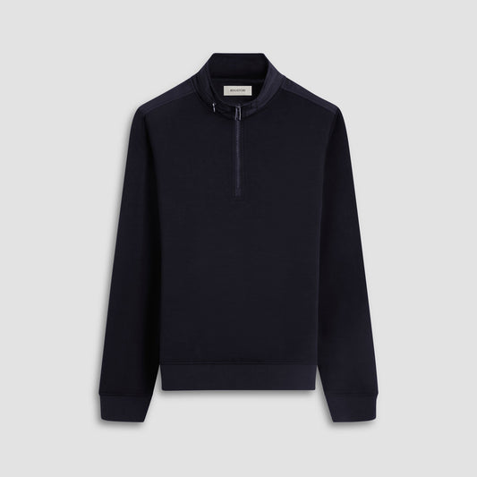 Bugatchi Soft Touch™ Solid Quarter-Zip Pullover With Hood Black