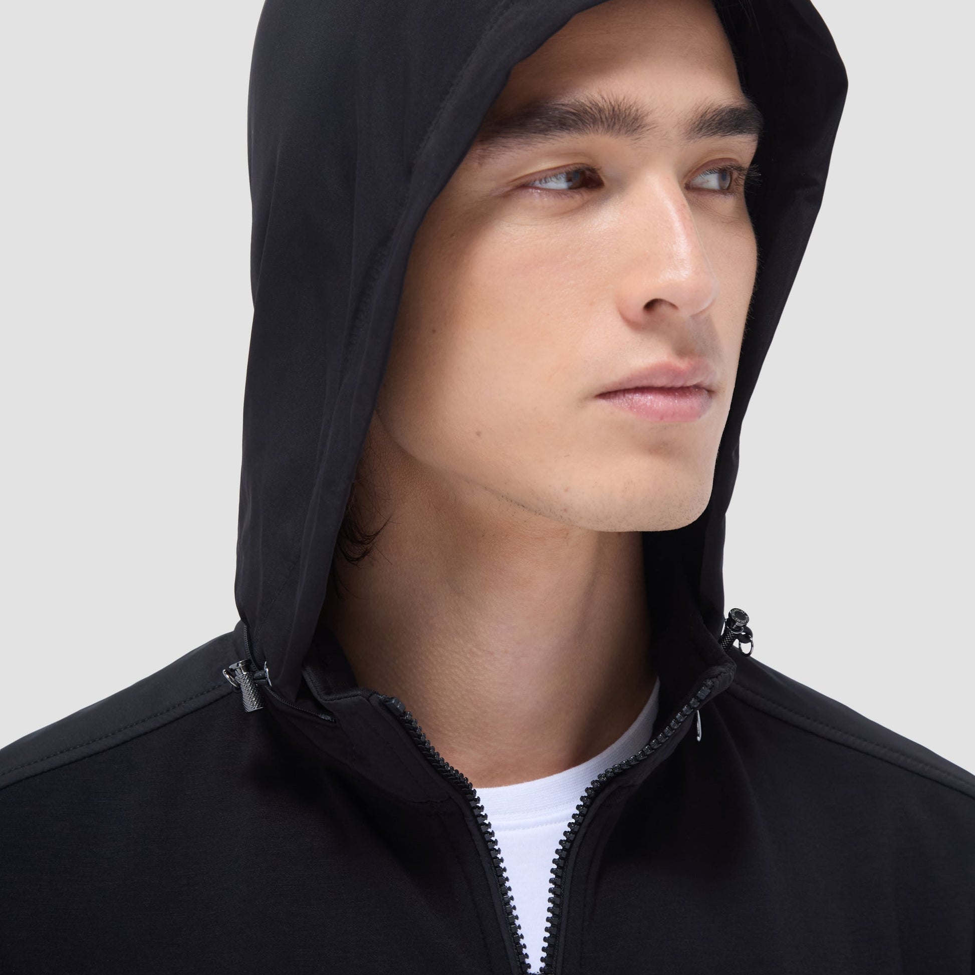 Bugatchi Soft Touch™ Solid Quarter-Zip Pullover With Hood Black