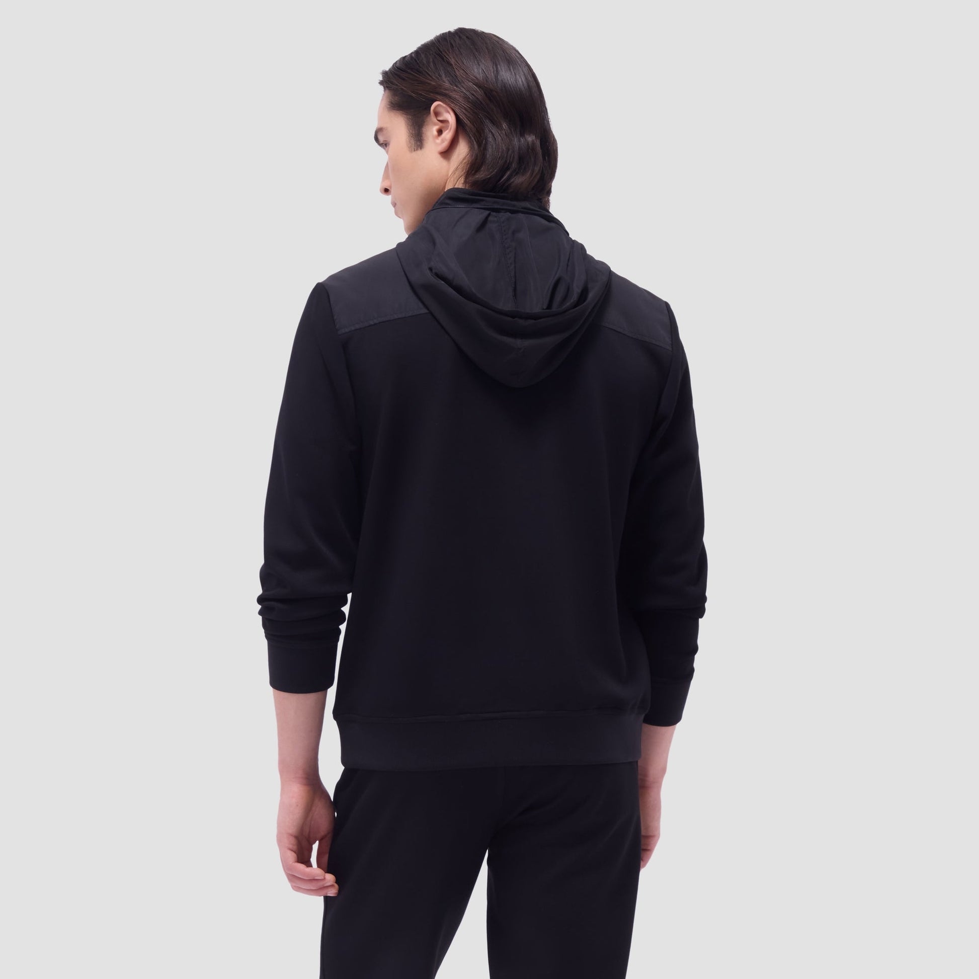 Bugatchi Soft Touch™ Solid Quarter-Zip Pullover With Hood Black