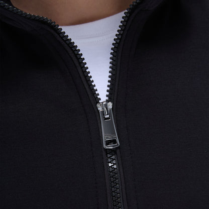 Bugatchi Soft Touch™ Solid Quarter-Zip Pullover With Hood Black