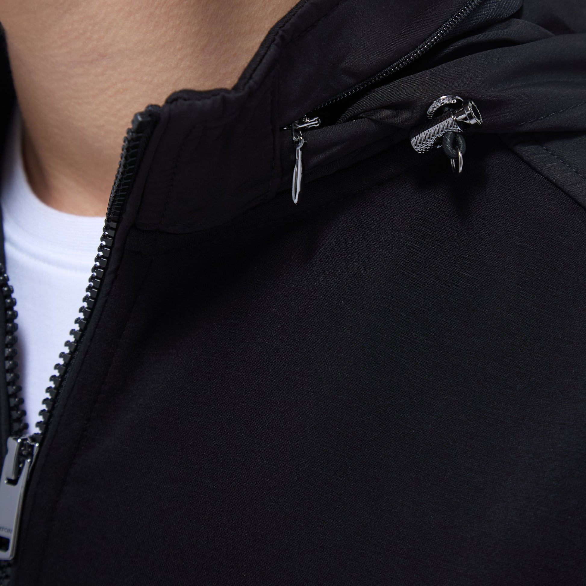 Bugatchi Soft Touch™ Solid Quarter-Zip Pullover With Hood Black