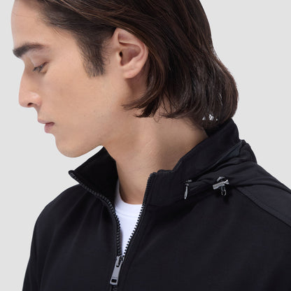 Bugatchi Soft Touch™ Solid Quarter-Zip Pullover With Hood Black
