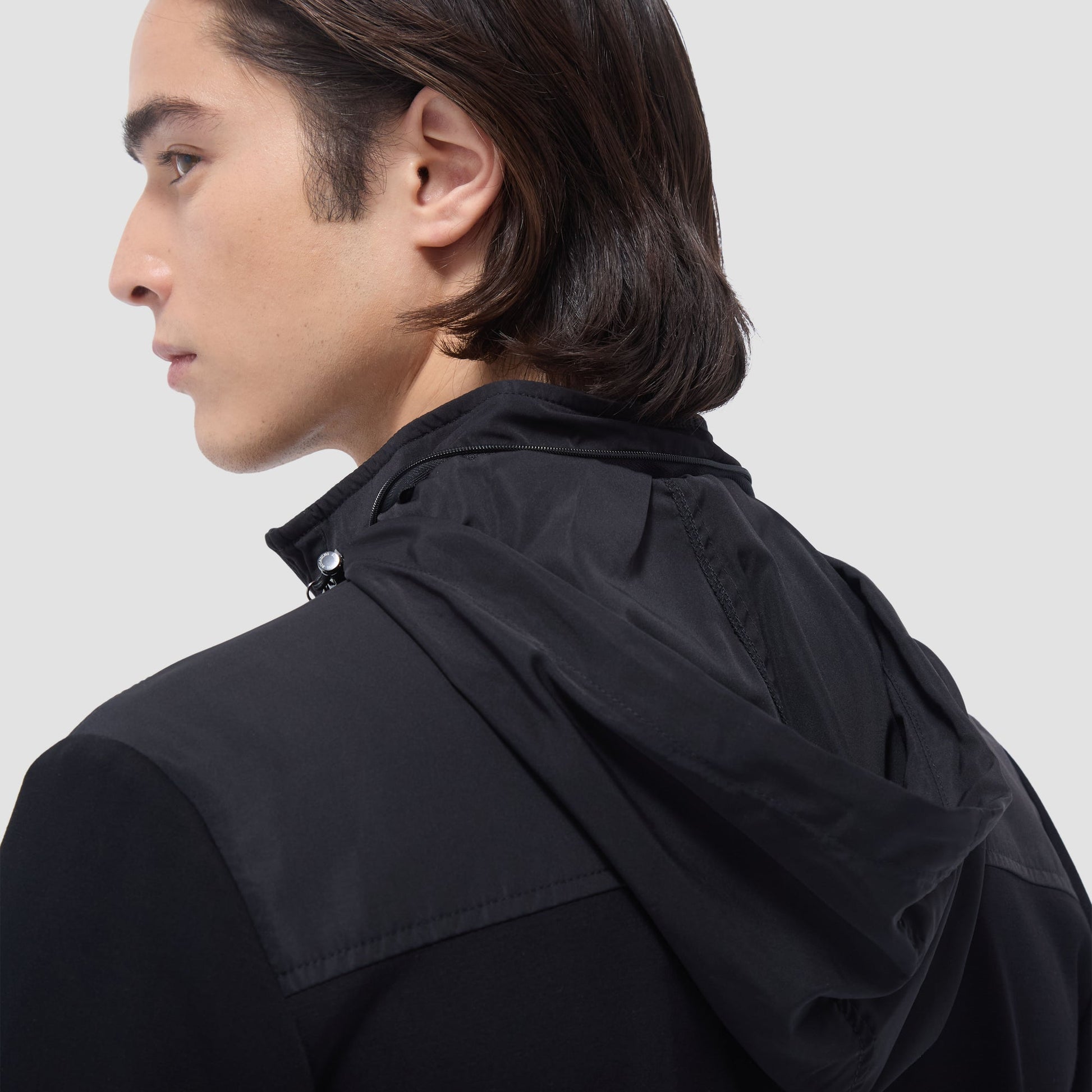 Bugatchi Soft Touch™ Solid Quarter-Zip Pullover With Hood Black