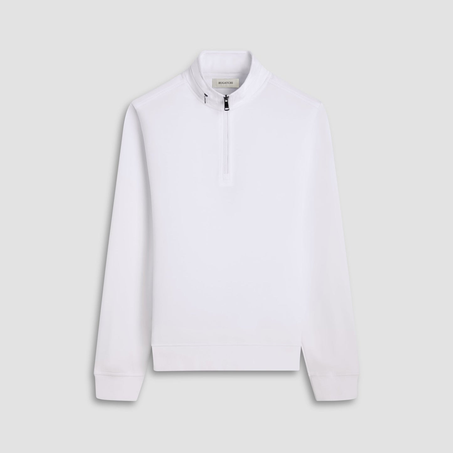 Bugatchi Soft Touch™ Solid Quarter-Zip Pullover With Hood Chalk