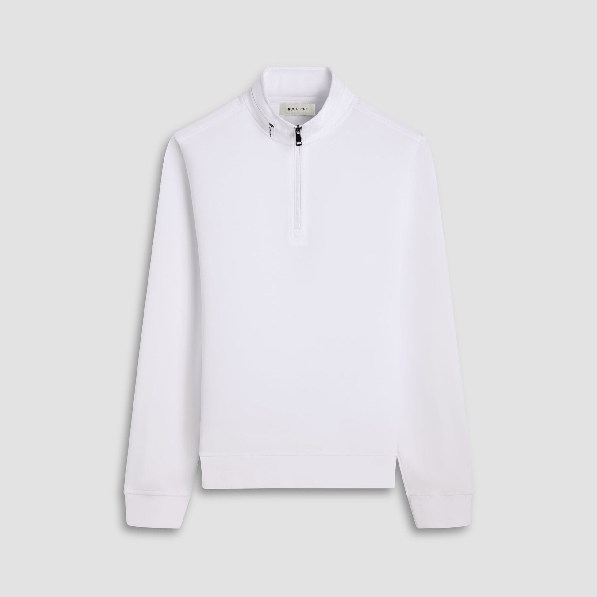 Bugatchi Soft Touch™ Solid Quarter-Zip Pullover With Hood Chalk