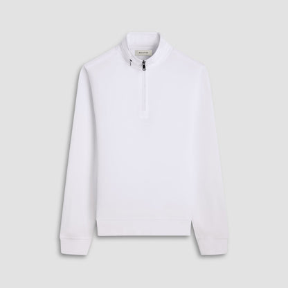 Bugatchi Soft Touch™ Solid Quarter-Zip Pullover With Hood Chalk