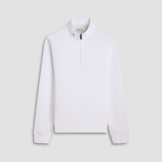 Bugatchi Soft Touch™ Solid Quarter-Zip Pullover With Hood Chalk
