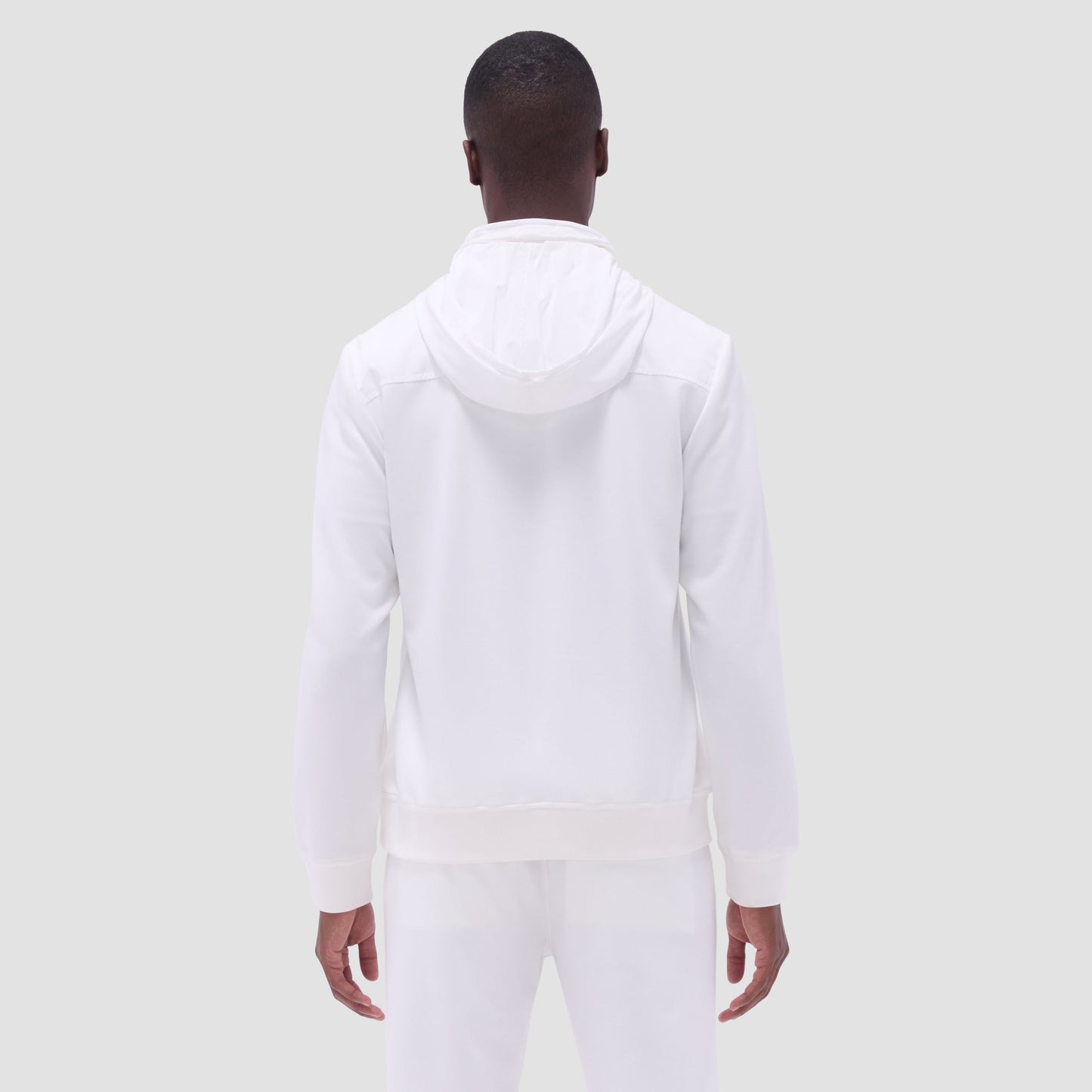 Bugatchi Soft Touch™ Solid Quarter-Zip Pullover With Hood Chalk