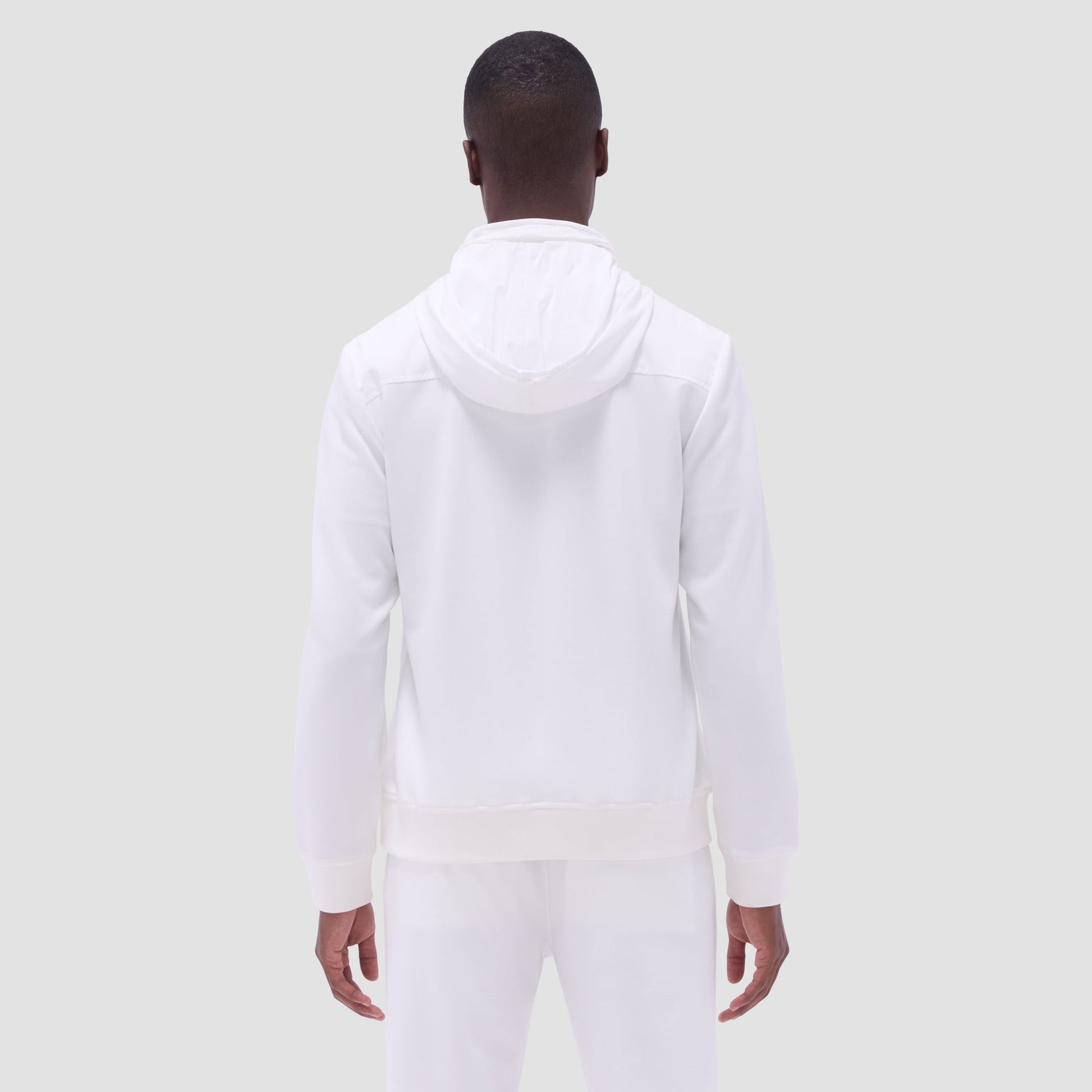 Bugatchi Soft Touch™ Solid Quarter-Zip Pullover With Hood Chalk