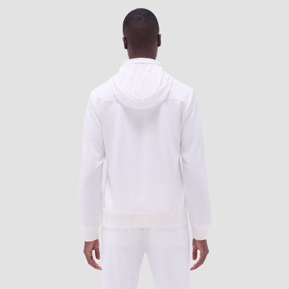 Bugatchi Soft Touch™ Solid Quarter-Zip Pullover With Hood Chalk