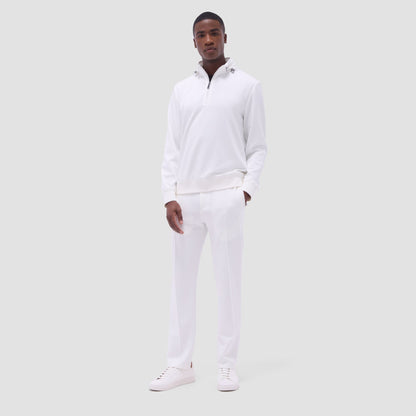 Bugatchi Soft Touch™ Solid Quarter-Zip Pullover With Hood Chalk