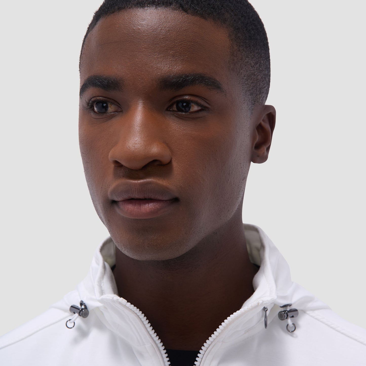 Bugatchi Soft Touch™ Solid Quarter-Zip Pullover With Hood Chalk