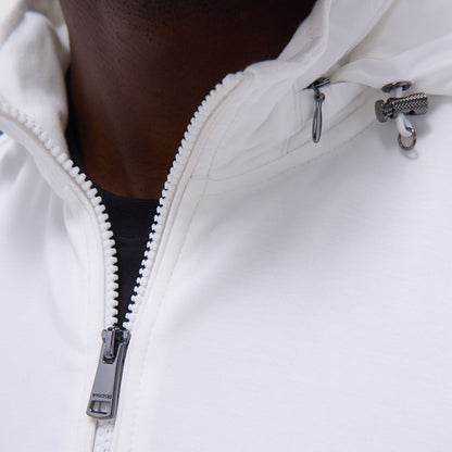 Bugatchi Soft Touch™ Solid Quarter-Zip Pullover With Hood Chalk