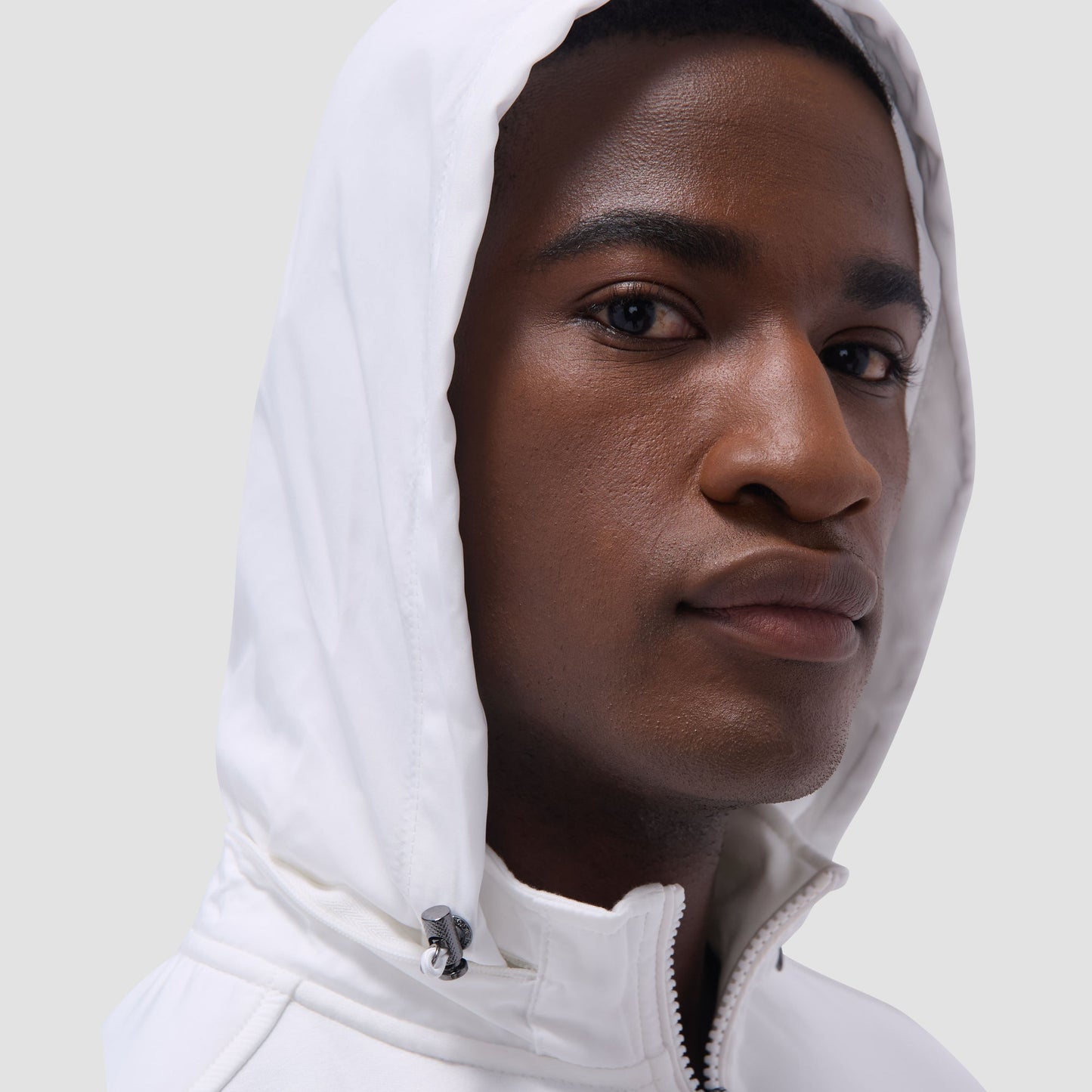 Bugatchi Soft Touch™ Solid Quarter-Zip Pullover With Hood Chalk