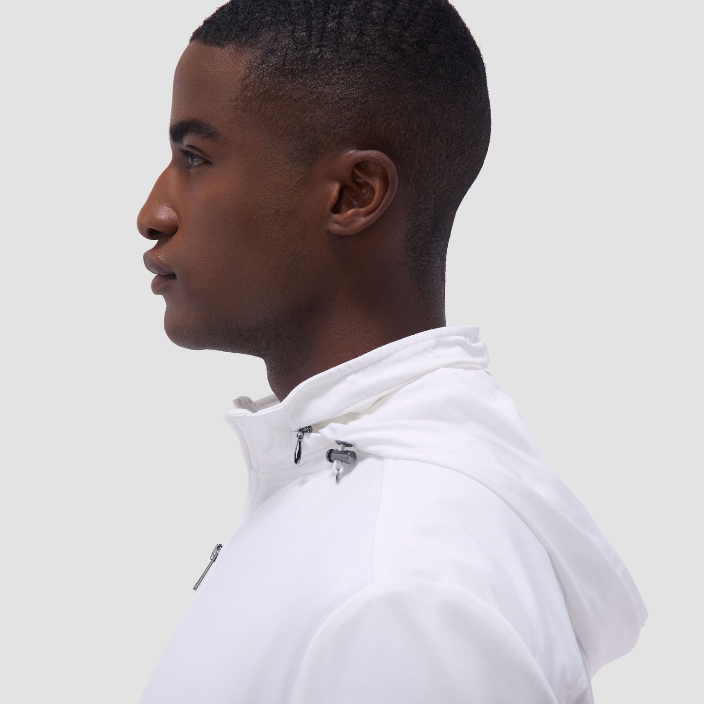 Bugatchi Soft Touch™ Solid Quarter-Zip Pullover With Hood Chalk