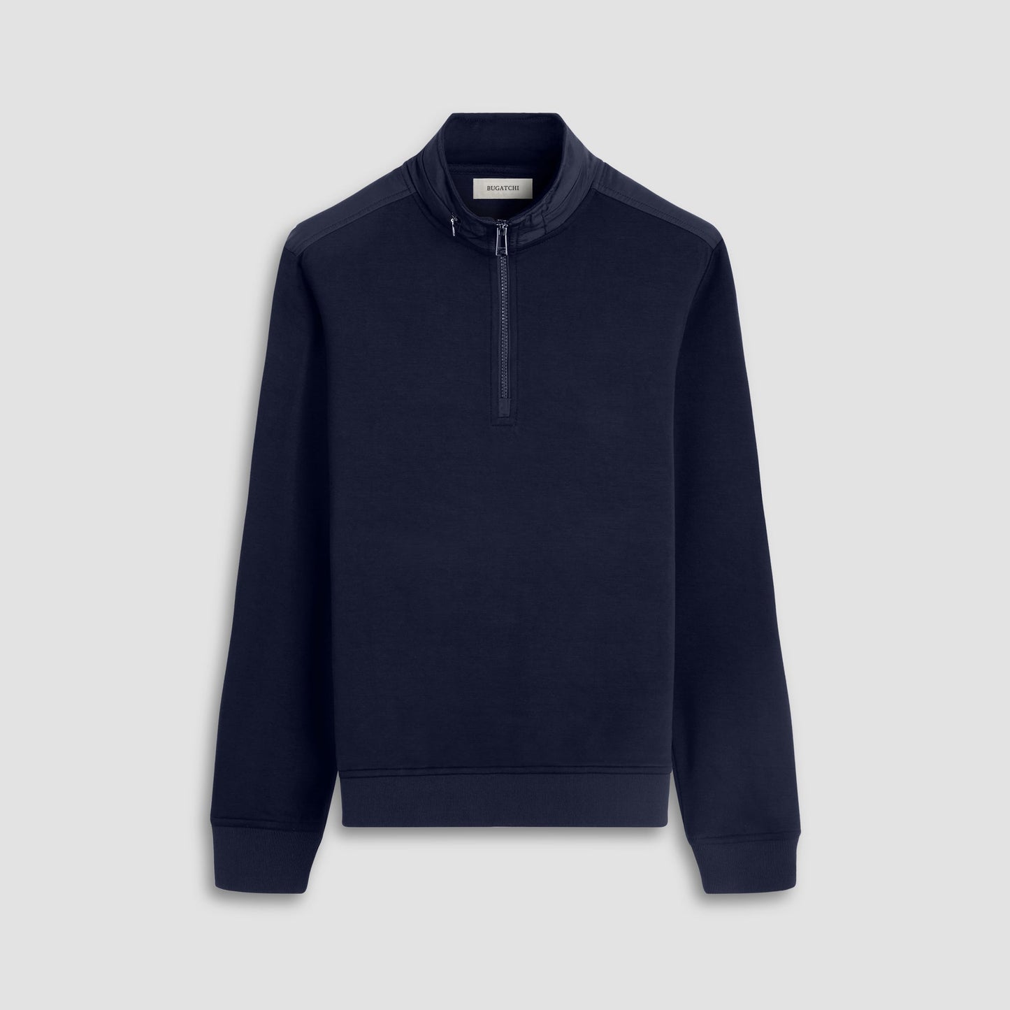Bugatchi Soft Touch™ Solid Quarter-Zip Pullover With Hood Navy