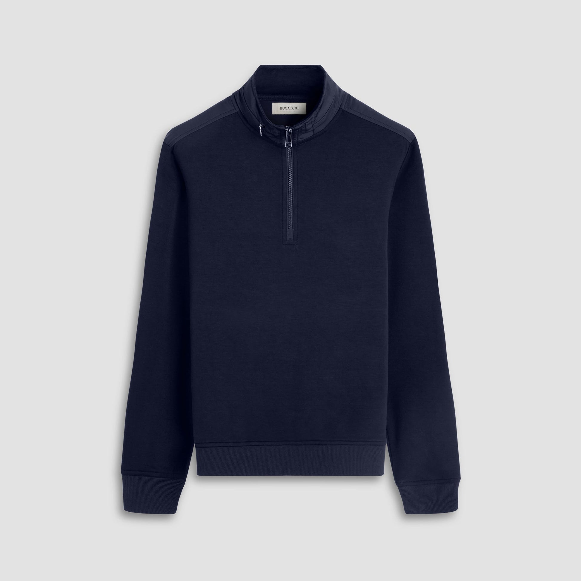 Bugatchi Soft Touch™ Solid Quarter-Zip Pullover With Hood Navy