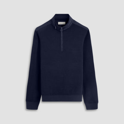 Bugatchi Soft Touch™ Solid Quarter-Zip Pullover With Hood Navy