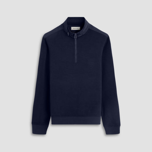 Bugatchi Soft Touch™ Solid Quarter-Zip Pullover With Hood Navy