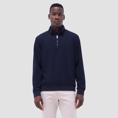 Bugatchi Soft Touch™ Solid Quarter-Zip Pullover With Hood Navy