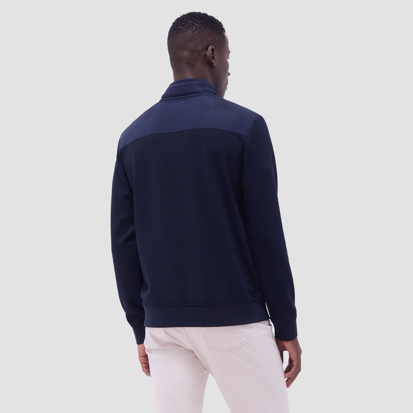 Bugatchi Soft Touch™ Solid Quarter-Zip Pullover With Hood Navy
