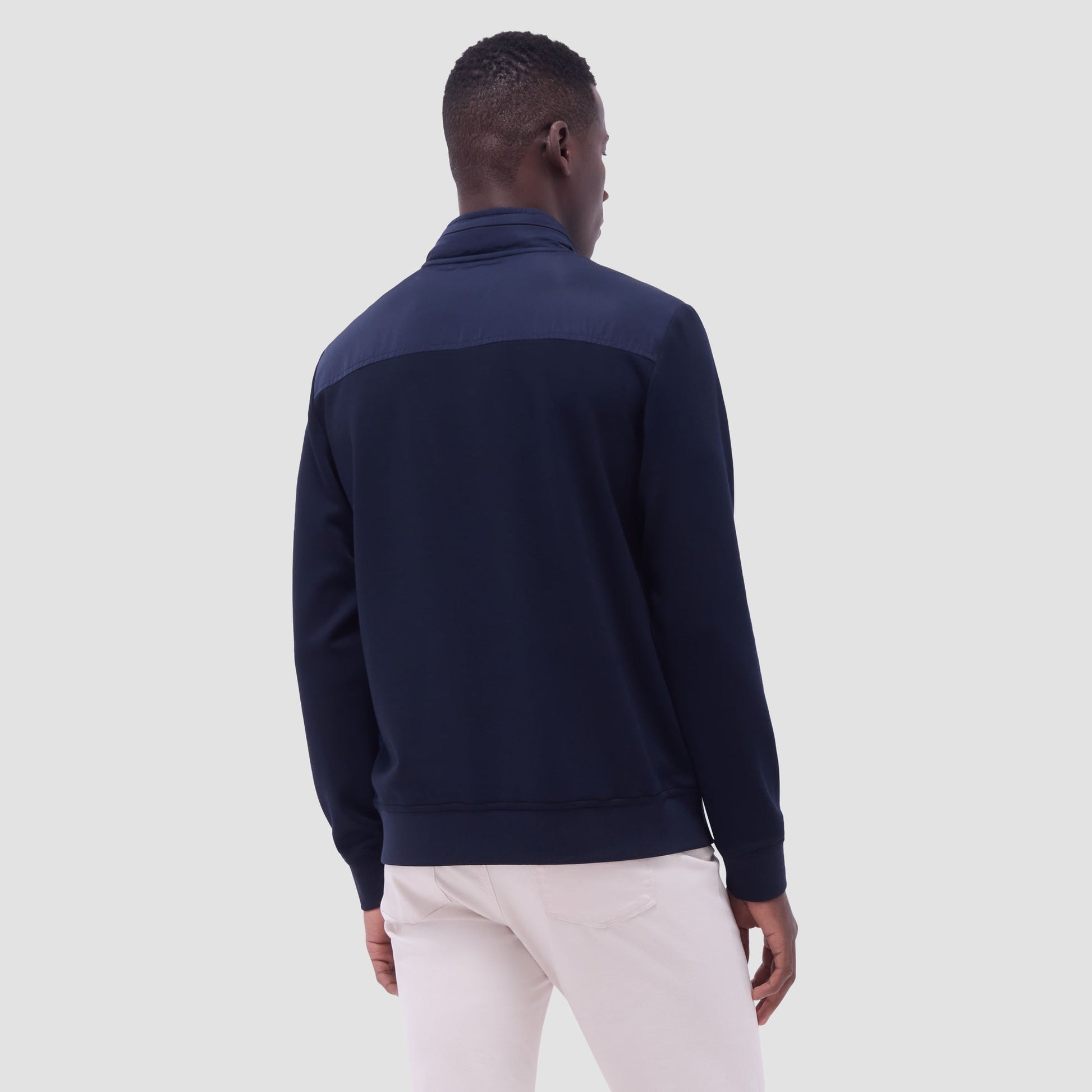 Bugatchi Soft Touch™ Solid Quarter-Zip Pullover With Hood Navy