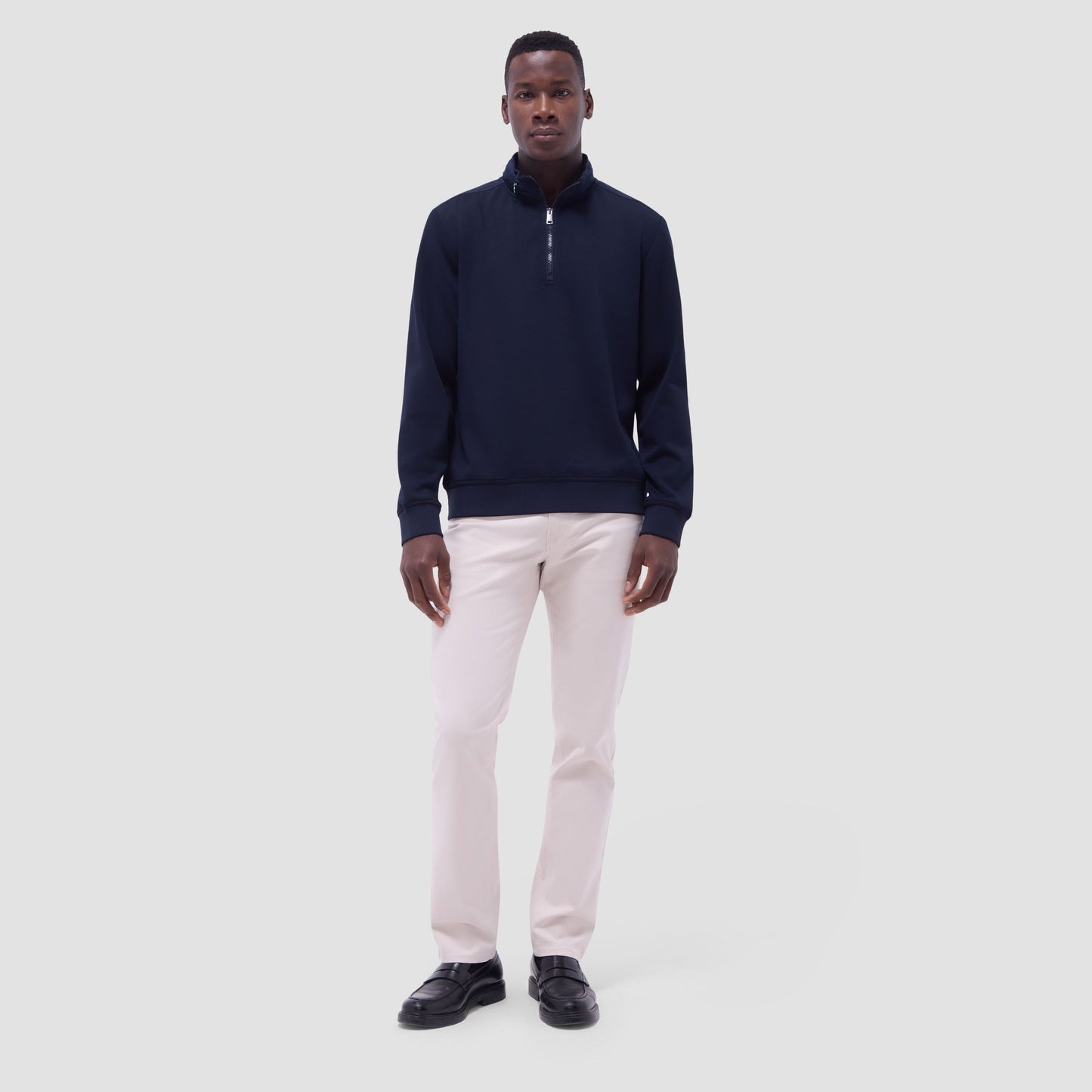 Bugatchi Soft Touch™ Solid Quarter-Zip Pullover With Hood Navy
