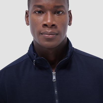 Bugatchi Soft Touch™ Solid Quarter-Zip Pullover With Hood Navy