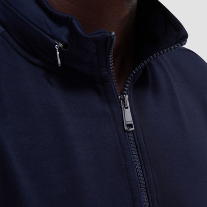 Bugatchi Soft Touch™ Solid Quarter-Zip Pullover With Hood Navy