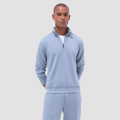 Bugatchi Soft Touch™ Solid Quarter-Zip Pullover With Hood Shark