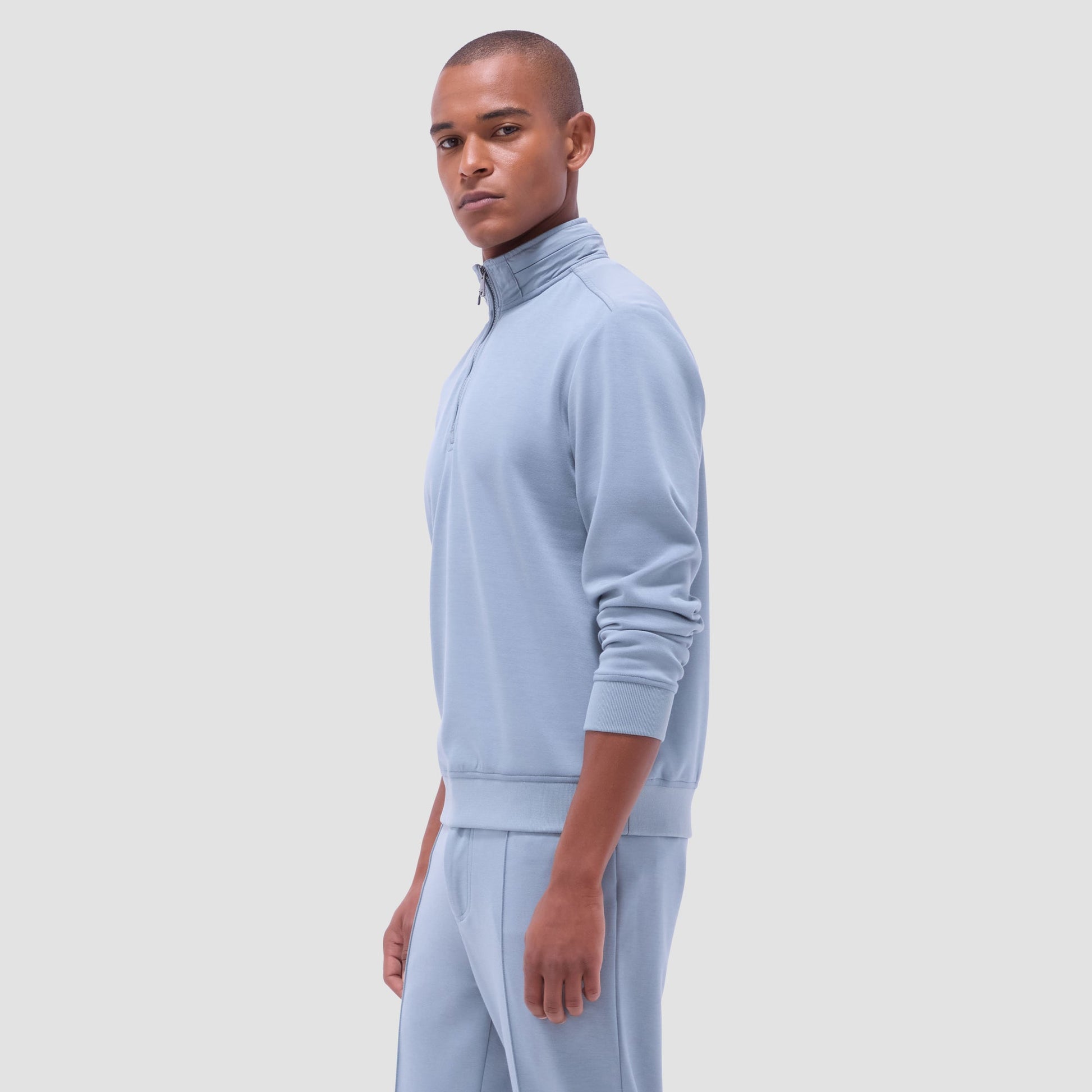 Bugatchi Soft Touch™ Solid Quarter-Zip Pullover With Hood Shark