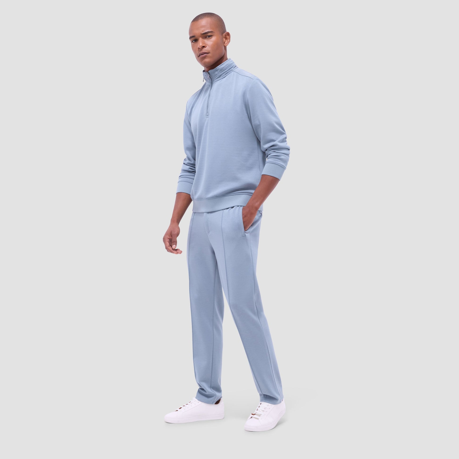 Bugatchi Soft Touch™ Solid Quarter-Zip Pullover With Hood Shark